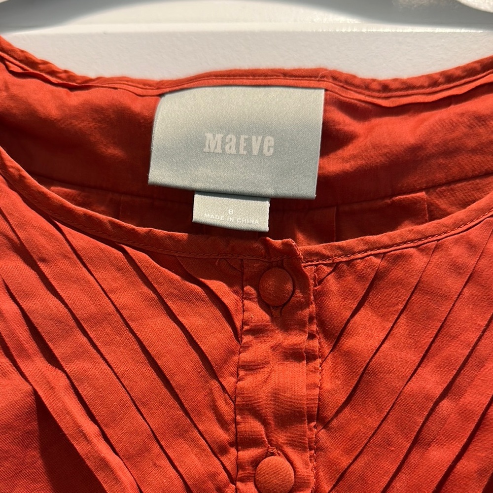 Anthropologie Rust Ruffle Blouse - Picture 2 of 5